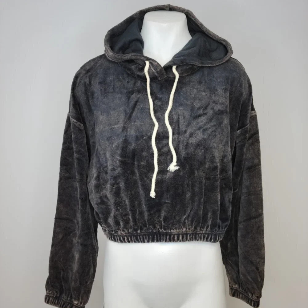 Fashion Nova Double Zero Velour  Crop Hoodie